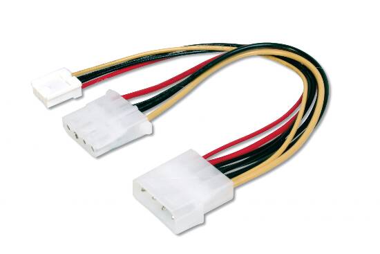 CAVETTO ALIMENTAZIONE DRIVE 3.5 E 5.25 DA 1 PRESA 5.25 - 1 PRESA 5.25 A UNA PRESA 3.5 E UNA PRESA 5.25 (AK521)