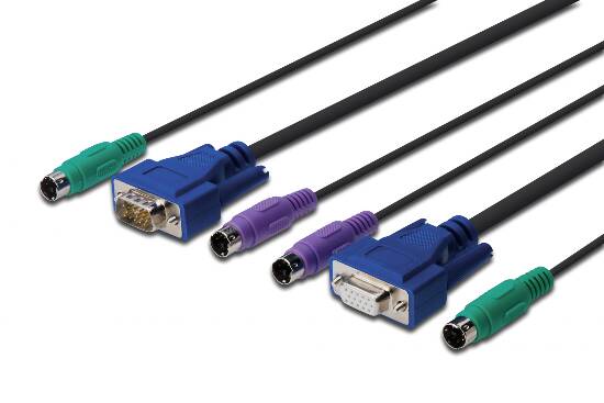 SET CAVI TRIPLI SCHERMATI OCTOPUS PER DATA SWITCH ELETTRONICI CONNETTORI 2XPS2 M/M + 1 X VGA M/F MT. 3 (AK 806/GR-3M)