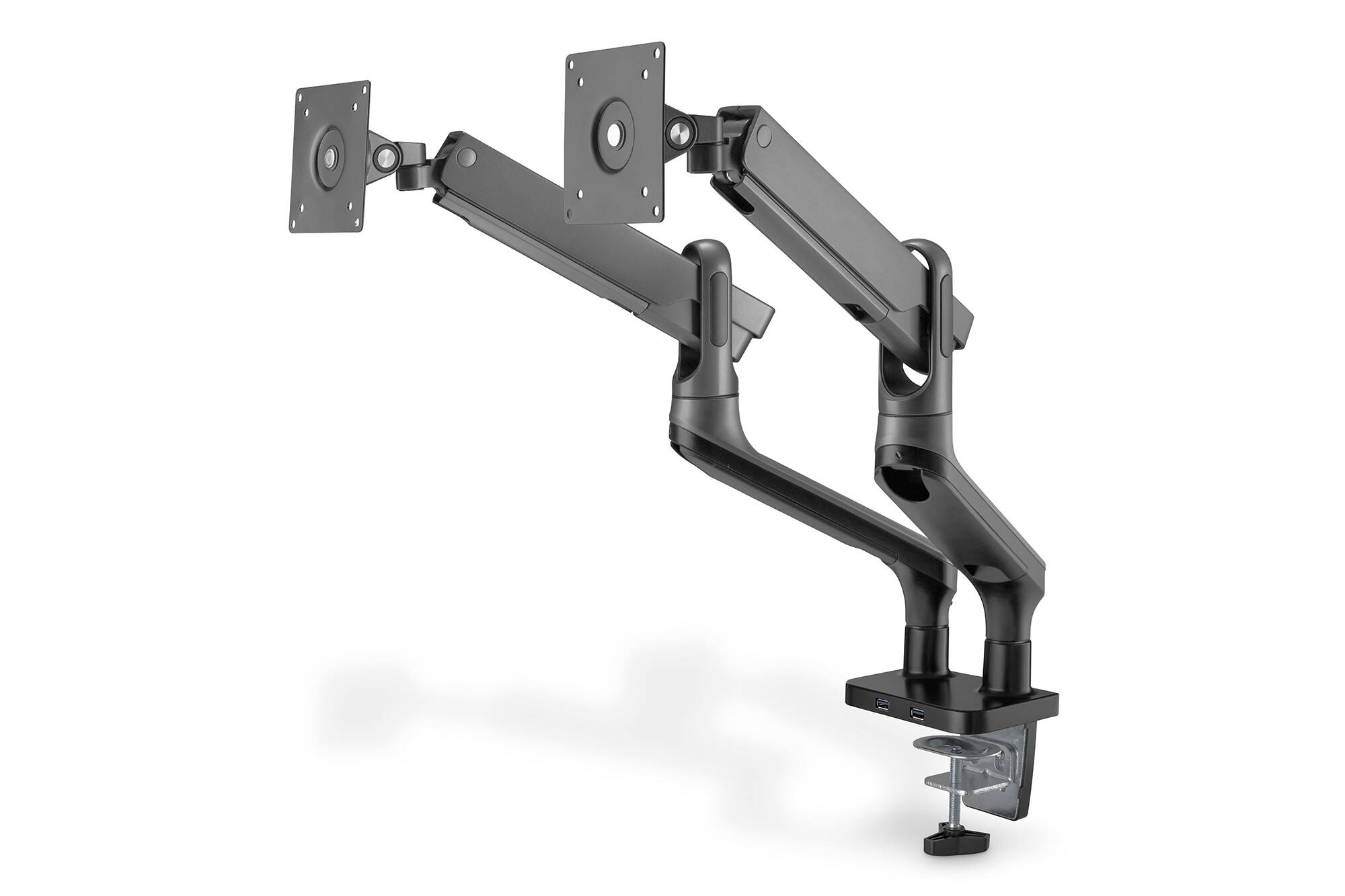 Digitus supporto di design dual per monitor con 2 x usb, molla a gas e fissaggio a incastro