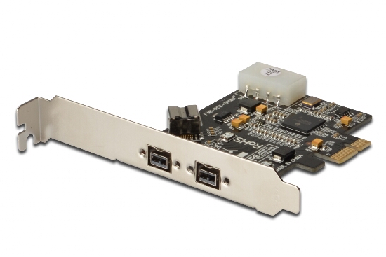 Scheda pci-express firewire con 2 porte ieee1394b 9 poli esterne e 1 interna
