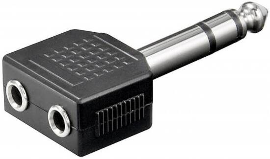 Adattatore 6.35mm 3 pin stereo - 2x 3.5 mm femmina 3 pin stereo