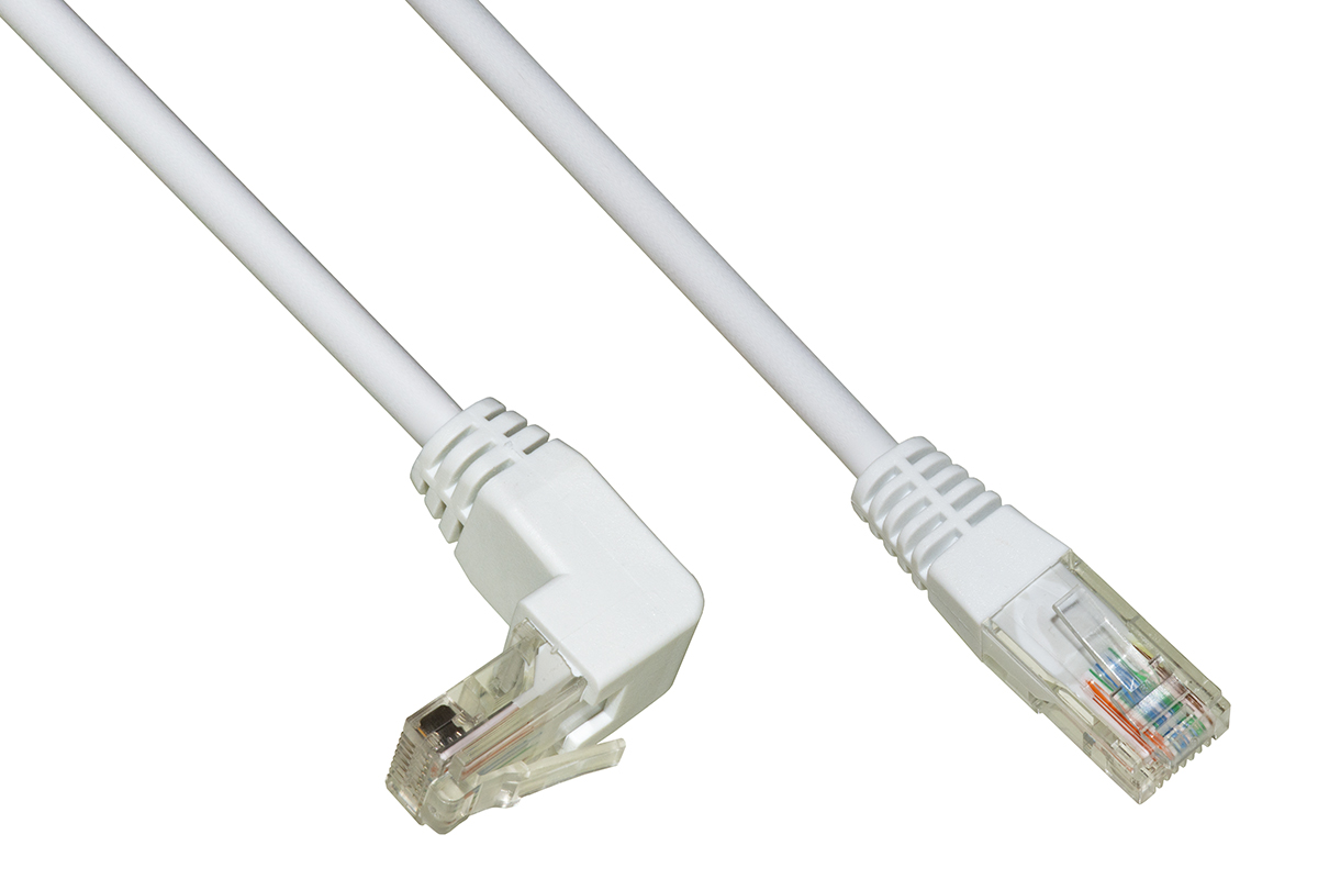 Cavo rete utp cat. 5e non schermato mt. 1 colore bianco 1 connettore 90°