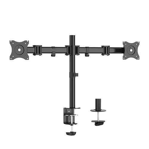 Braccio supporto da tavolo con morsa per 2 monitor 13-27 fino a 8 kg a 3 snodi