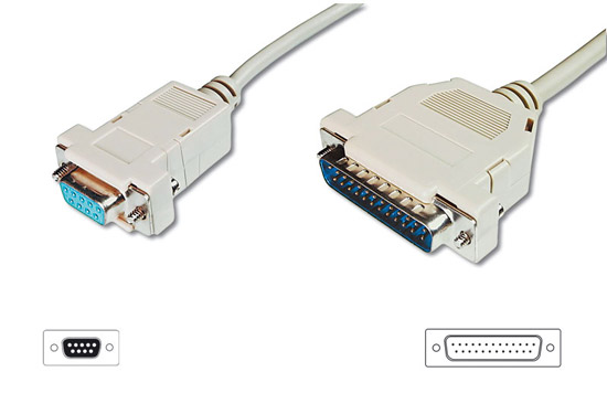 CAVO SERIALE RS232 NULL MODEM (INCROCIATO) CONNETTORI 9 POLI FEMMINA 25 MASCHIO MT.2 (AK 150 3M)