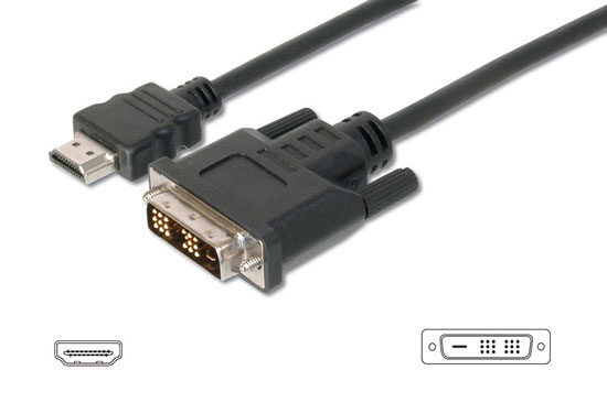 CAVO HDMI 19 POLI TIPO A MASCHIO - DVI-D 18+1 POLI MASCHIO MT. 5 (AK 639-5)